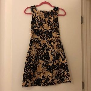 Black and tan floral dress